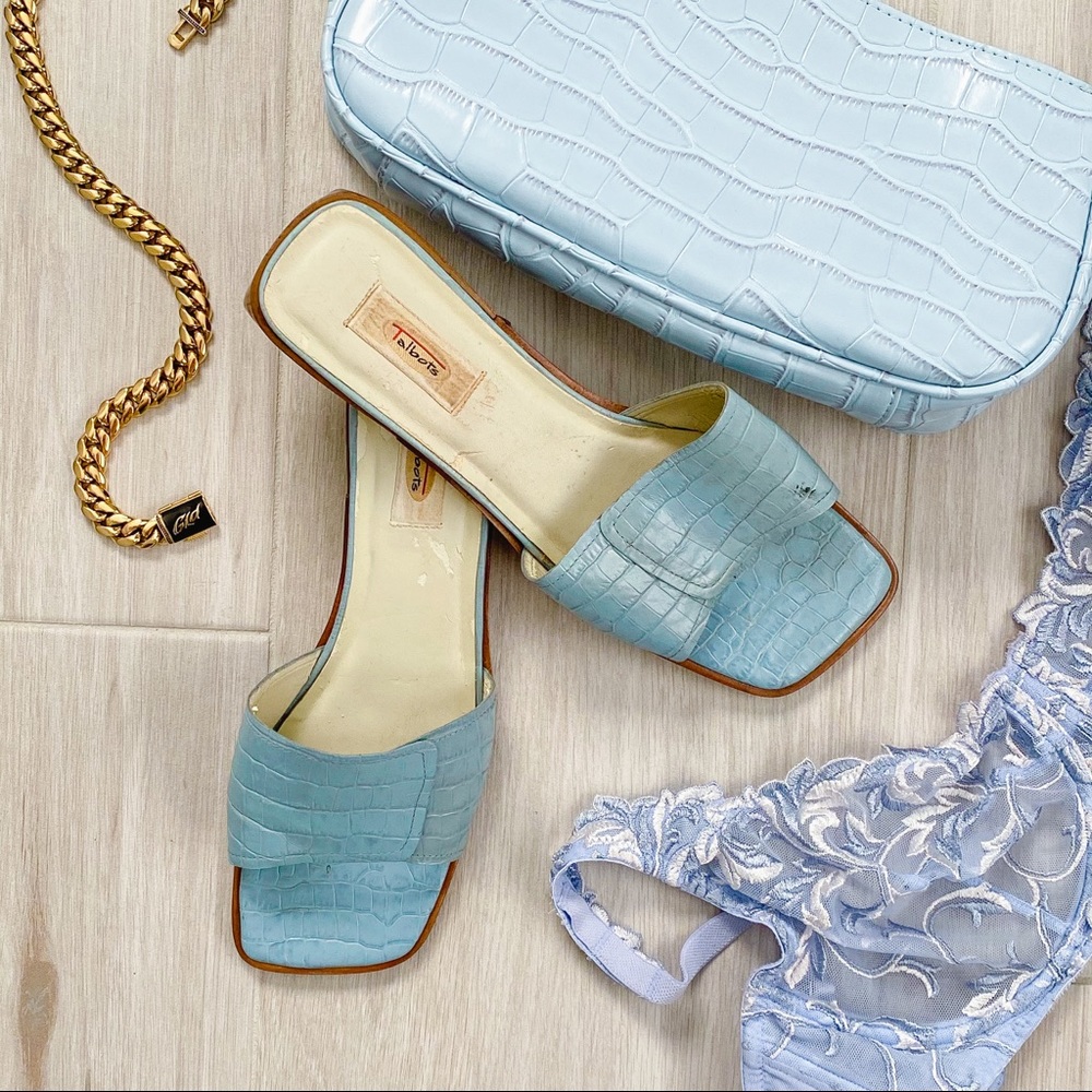 Talbots Pastel blue croc heels